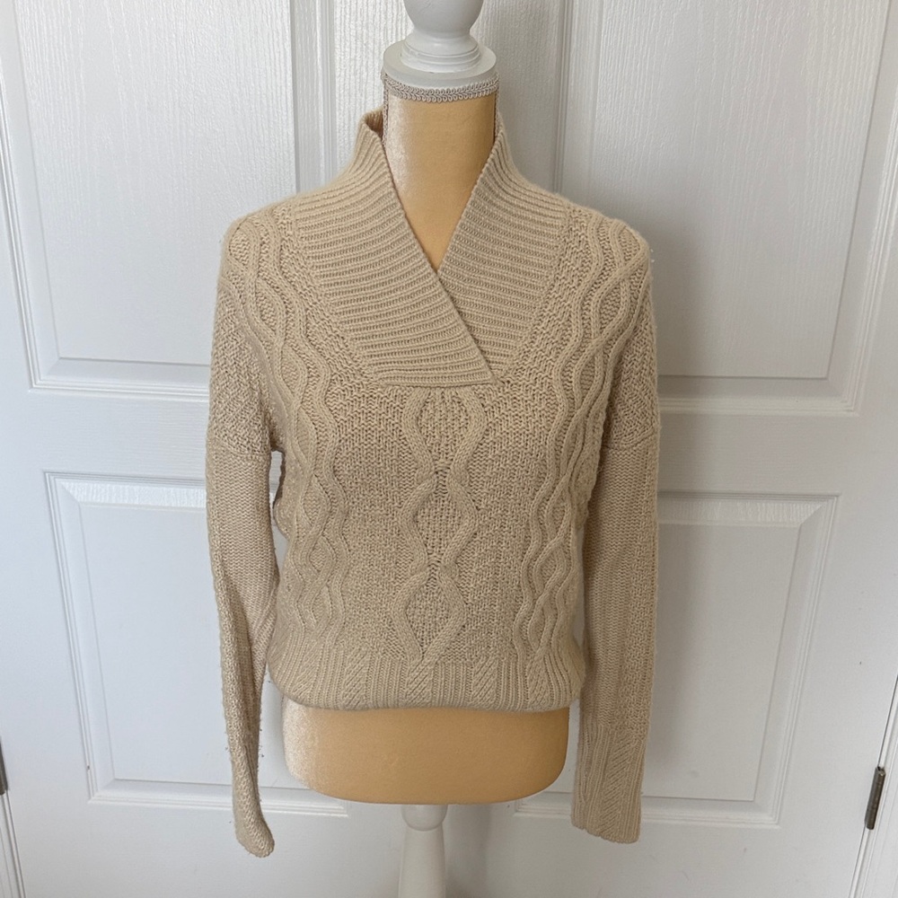 Theory Cozy Cream Cable Knit Sweater